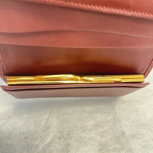 Cartier Vintage Must Line Bordeaux Tri-Fold Wallet w/ Kisslock Pouch - Preowned - Picture 13 of 15